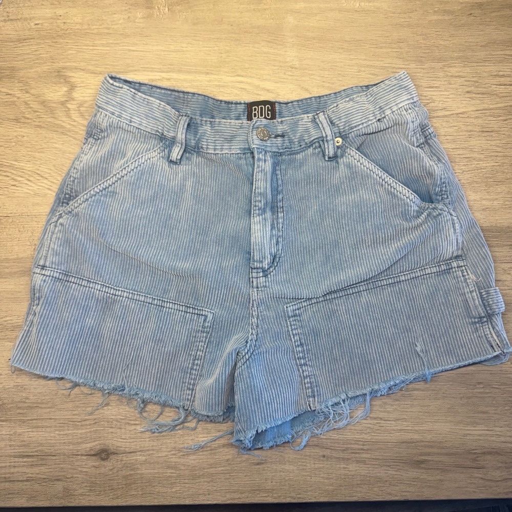 BDG Urban Outfitters High Rise Carpenter Corduroy Pinstripe Shorts Blue Size 29
